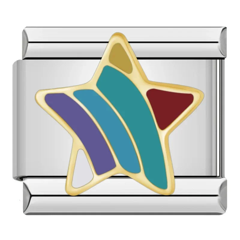 Hapiship 2024 estrela feminina universo planetário italiano encantos links contas caber 9mm pulseira de aço inoxidável diyjóias presente zh028