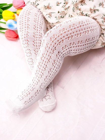 New Summer Kids Tights Hollow Bow Stockings For Girls Mesh Pants Toddler Pantyhose Spain Style Thin Ballet Baby Bottom Tights