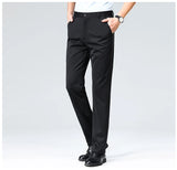 Pantalones de talla grande para hombre, pantalones de traje de negocios, pantalones de vestir formales elásticos, pantalones negros clásicos para hombre grande