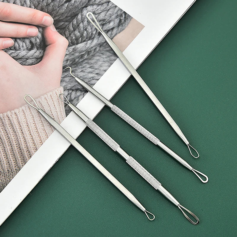 Stainless Steel Blackhead Comedone Acne Blemish Extractor Remover Face Skin Care Pore Cleaner Needles Remove Tools