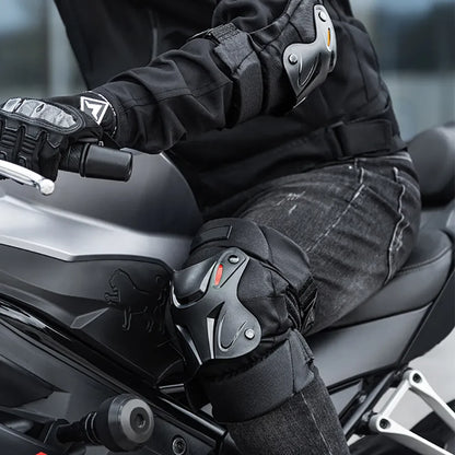 1Pair Knee Brace Elbow Protection Pads Shock Absorption Keep Warm Motorcycle Knee Elbow Pads Safety Protector for Outdoor Sports