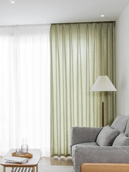 Spring and summer Japanese matcha, green cotton and linen curtains sheer curtains, opaque curtains, luxurious linen for bedrooms