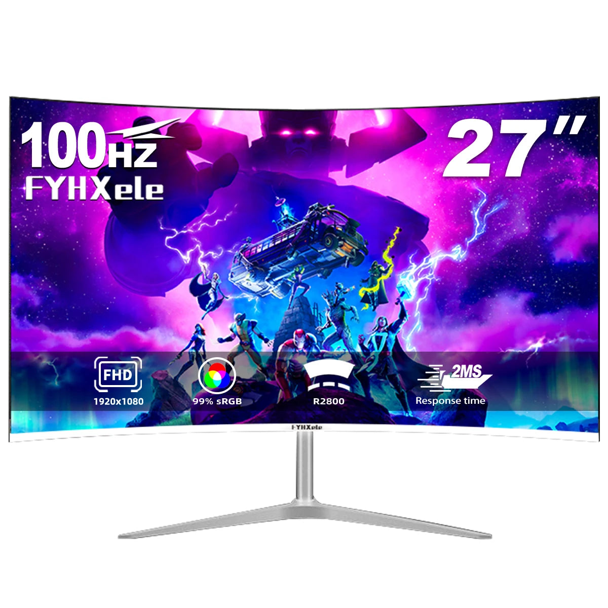 FYHXele 27" Curved Screen Gaming Office Displays Freesync/Gsync 1080P 99%sRGB 100HZ MVA VESA Low Blue Light&Flicker-Free Monitor