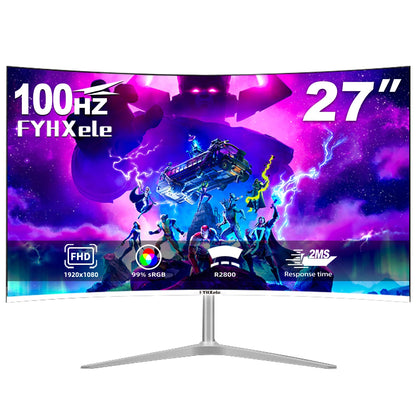 FYHXele 27" Curved Screen Gaming Office Displays Freesync/Gsync 1080P 99%sRGB 100HZ MVA VESA Low Blue Light&Flicker-Free Monitor
