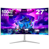 FYHXele 27" Curved Screen Gaming Office Displays Freesync/Gsync 1080P 99%sRGB 100HZ MVA VESA Low Blue Light&Flicker-Free Monitor
