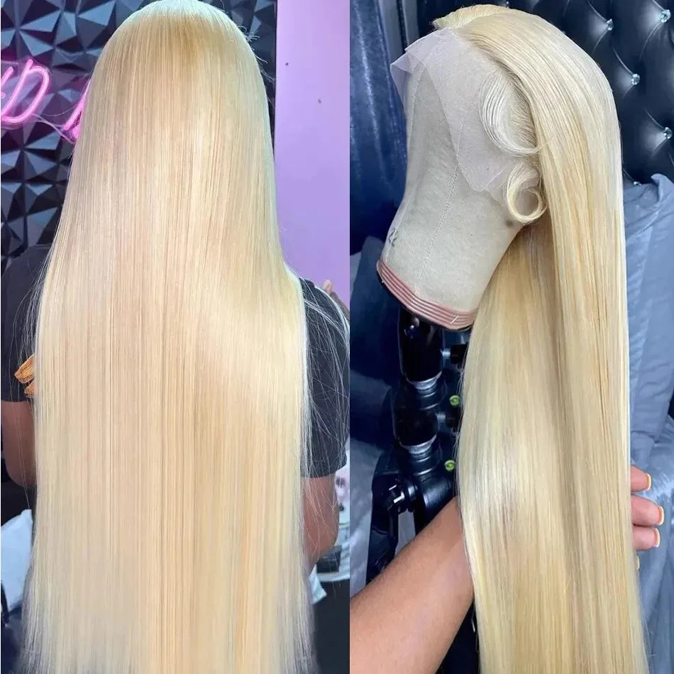 Blonde 613 13x6 Lace Frontal Wigs HD 613 Lace Front Human Hair Wigs For Women 40 Inch Long Straight Human Hair Wigs Can Be Dyed