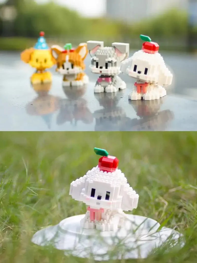DIY Cute Dog Building Blocks Puppy Pet Model Animal Assemble Bricks Set Poodle Corgi Husky Cartoon Table Decor Gift for Kids