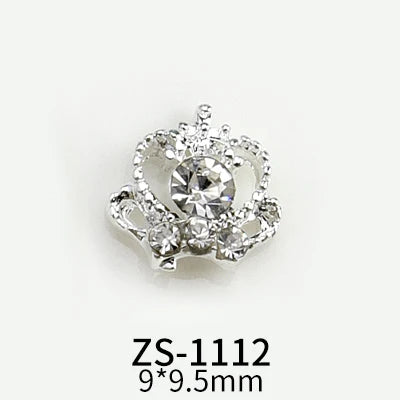 10pcs New Crown Alloy Zircon Nail Art Charms Silver Shiny Crystals Jewelry Hot Sale Nails Decoration 3D Manicure Accessories %2