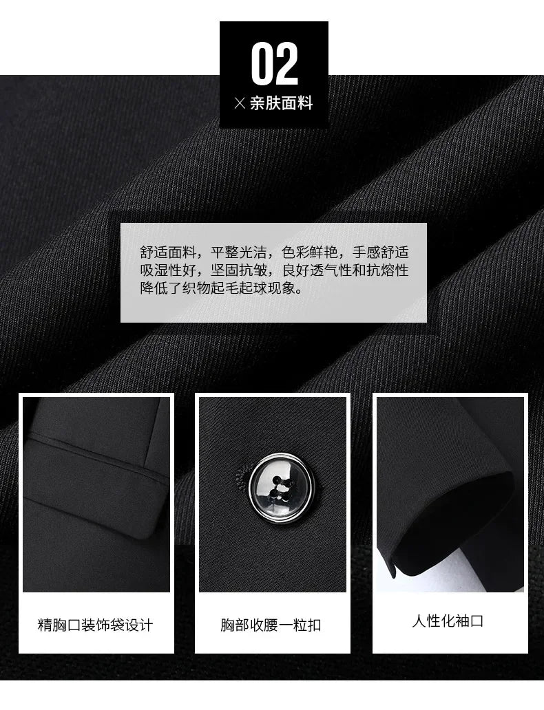 8XL Suit (Blazer+pants) Fashion Business Gentleman Italian Style Slim Solid Color Professional Suit Wedding Groom Best Man Suit