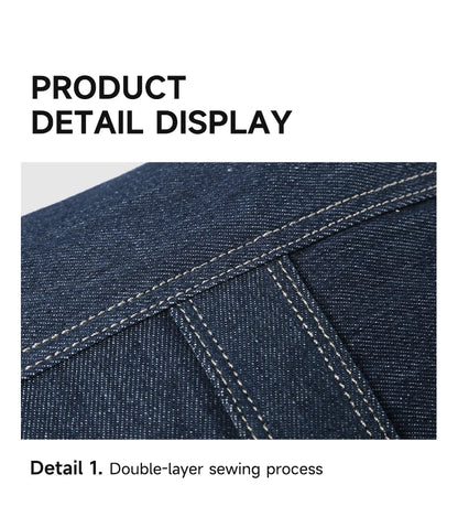 LEE Unisex Utility Canvas Leather Zipper Tote Bag Casual Denim Daily Shopping Handbag Women Man Durable Student School Book Bag