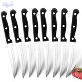 Steak Knives Set Cutlery Set 6/8 Pcs Full Tang Stainless Steel Sharp Serrated Dinner Knives Set Dishwasher Safe for Meat Bread