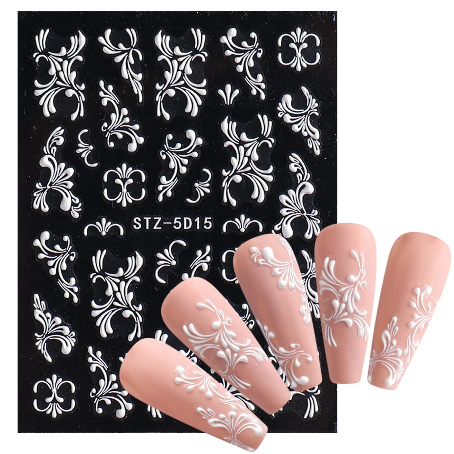 Stickers for Nails Marine Punk Black Line Design Art Slider Party Cool Decoration Adhesive Decal Emboss DIY Manicure Accessories