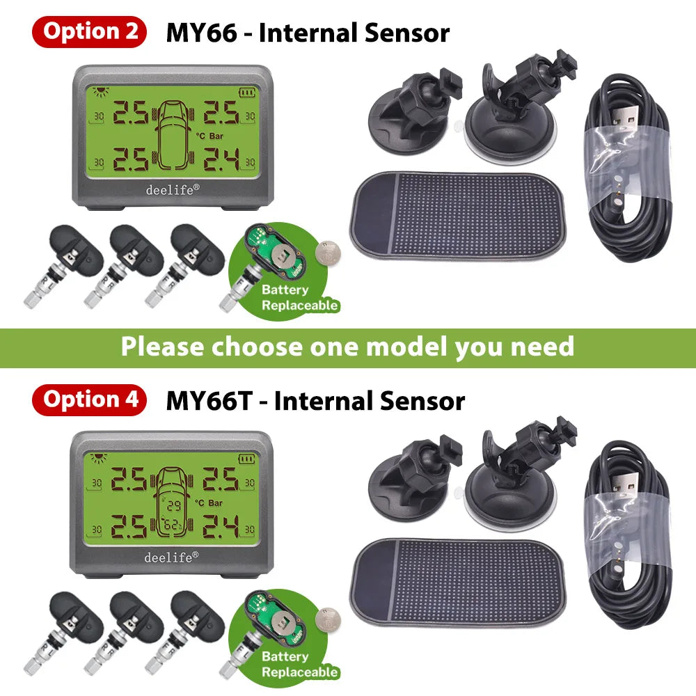Deelife Car Tire Pressure Monitoring System Solar TPMS Tire Pressure Monitor Tire Pressure Control System