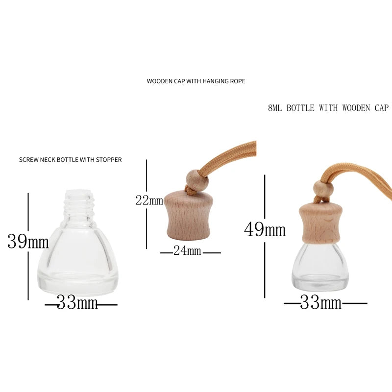 1Pc 8ML Conical Flask Empty Bottle Car Pendant Car Essential Oil Diffuser Fragrance Air Freshener Scent Perfume Bottle Ornament