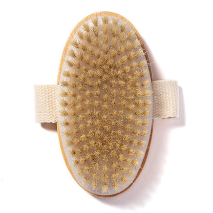 Cepillo de cerdas naturales suave para piel húmeda y seca, cepillo de spa para el cuerpo, masajeador de baño para el hogar