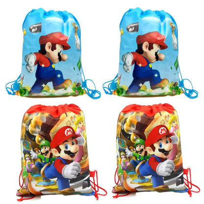 Super Mario Drawstring Bag Backpack Mario Anime Non-woven Bundle Pocket Birthday Party Decoration Children Gifts Party Supplies