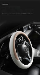Perforated Nappa Leather Car Steering Wheel Cover Warm in Winter and Cool in Summer, Universal 15 Inch,  Anti-Slip, Odorless
