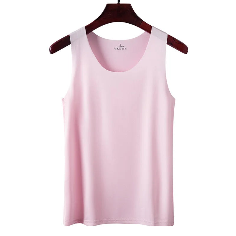 Summer Women Tank Tops Ice Silk Seamless Vest  Female Thin Breathable Sleeveless Shirts Slim Camisoles Undershirts Black M-4XL