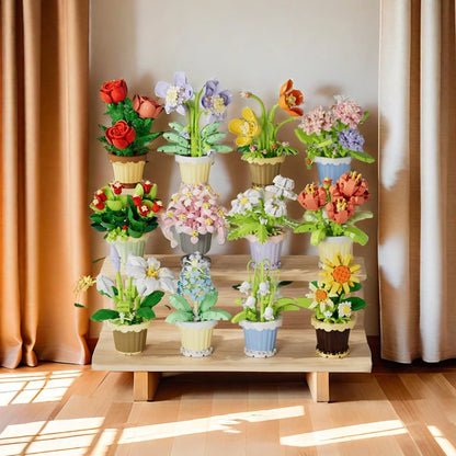 Creative Building Block Bouquet, Eternal Flower Plant Potted Gift, Rose Sunflower Potted Plant, Assembled Building Block Toy