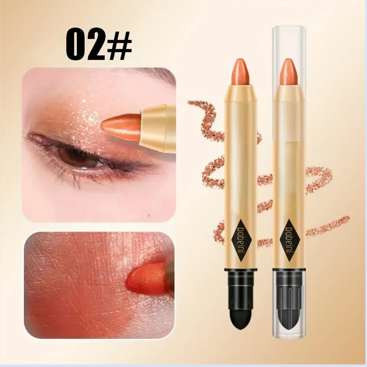 Eyeshadow Stick Pencil Waterproof Glitter Matte Eyeshadow 2 in 1 Pearly  Makeup High Pigmented Eyelid Under Crease Eyeshadow Pen