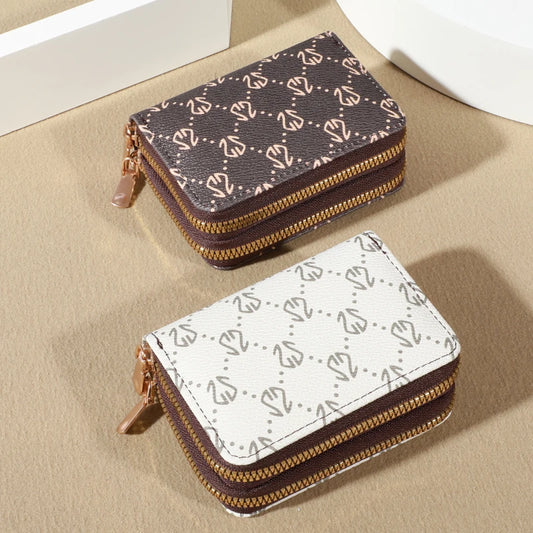 Chic Vintage Zippered Card Holder Wallet for Women - Secure Multi-Card Slots, Fashionable Faux Leather with Coin Purse Luxurious