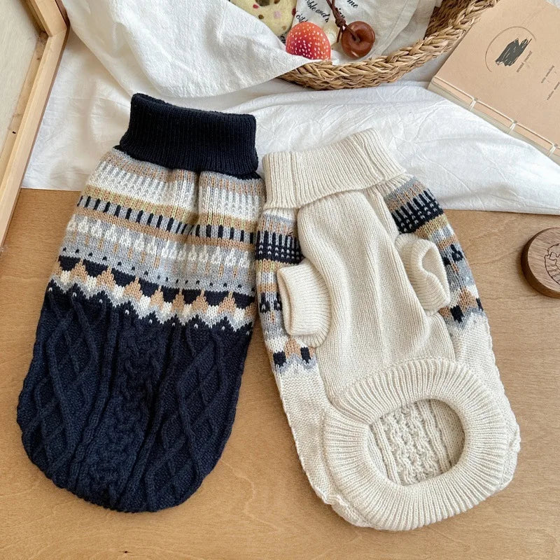 New Dog Black Beige Vintage Sweater for Small Medium Dog Christmas Halloween Day Wear Sweater Pullover