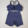 Women Gym Suit Yoga Clothes Shorts Leggings+ Bra 2-Piece Set Running Exercise Fitness Sportswear High Waist Cross Beautiful Back