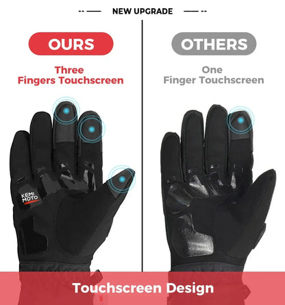 KEMiMOTO Winter Motorcycle Gloves CE Protective Black Guantes Moto Invierno Warm Touch Screen Waterproof Windproof Gloves