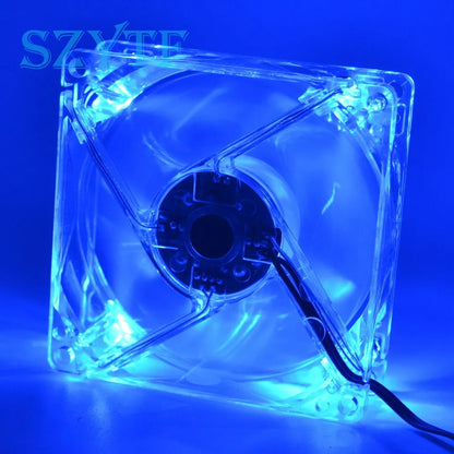 PC Computer Fan Case Cooling Fan Unit Fan 8025 8cm With Blue LED Lights Chassis Fan 80X80X25