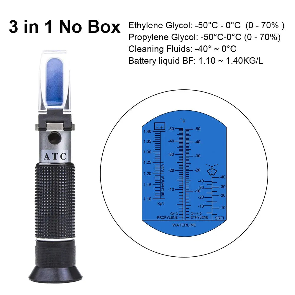 ATC Refractometer Antifreeze Freezing Point Coolant Tester Adblue Concentration Ethylene Glycol Car Battery Refractometer