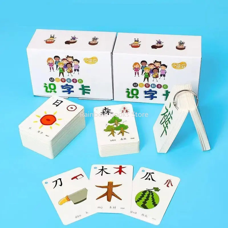 250 Pcs/Set Kid Learning Chinese Language Words Literacy Cards Baby Learning Card Memory Game Educational Toy Card for Kids