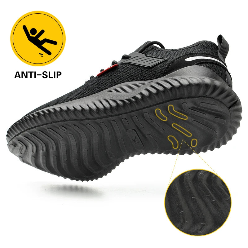 Safety Shoes Men With Steel Toe Cap Anti-smash Men Work Shoes Sneakers Light Puncture-Proof Indestructible Shoes Tactical Boots