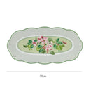 Ceramic Plate Household Bone China Dinner Plate Set Vintage Green Flower Dishes Tableware Oval Large Tray Dinnerware Sets