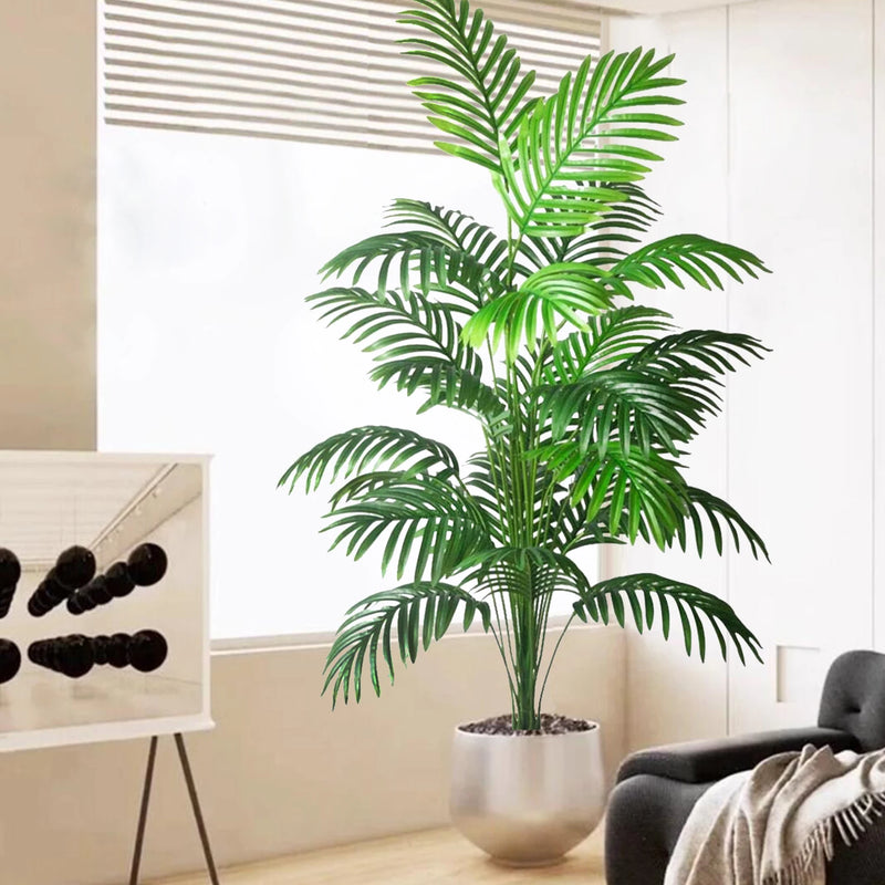 52-125cm/49.2in  Artificial Palm Tree Tropical Fake Plant Green Plastic Palm Leaf Branches Suitable for Home Garden Decoration