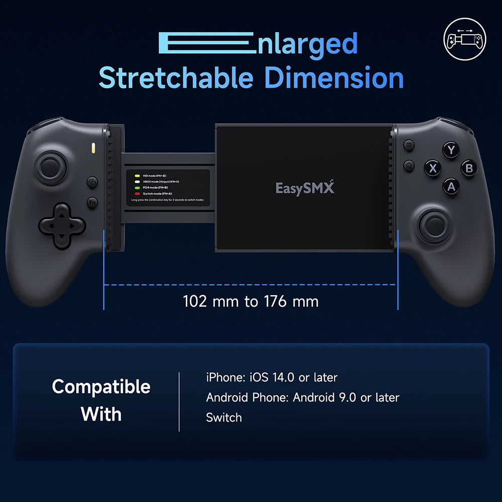 EasySMX M15 Bluetooth Mobile Phone Controller for Android/iPhone/Cloud Gaming/Xbox Game Pass/PS Remote Play/Switch 1/2
