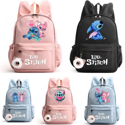 Mochila Disney Lilo Stitch para niñas, niños y adolescentes, informal, escolar, de viaje, con orejas de conejo