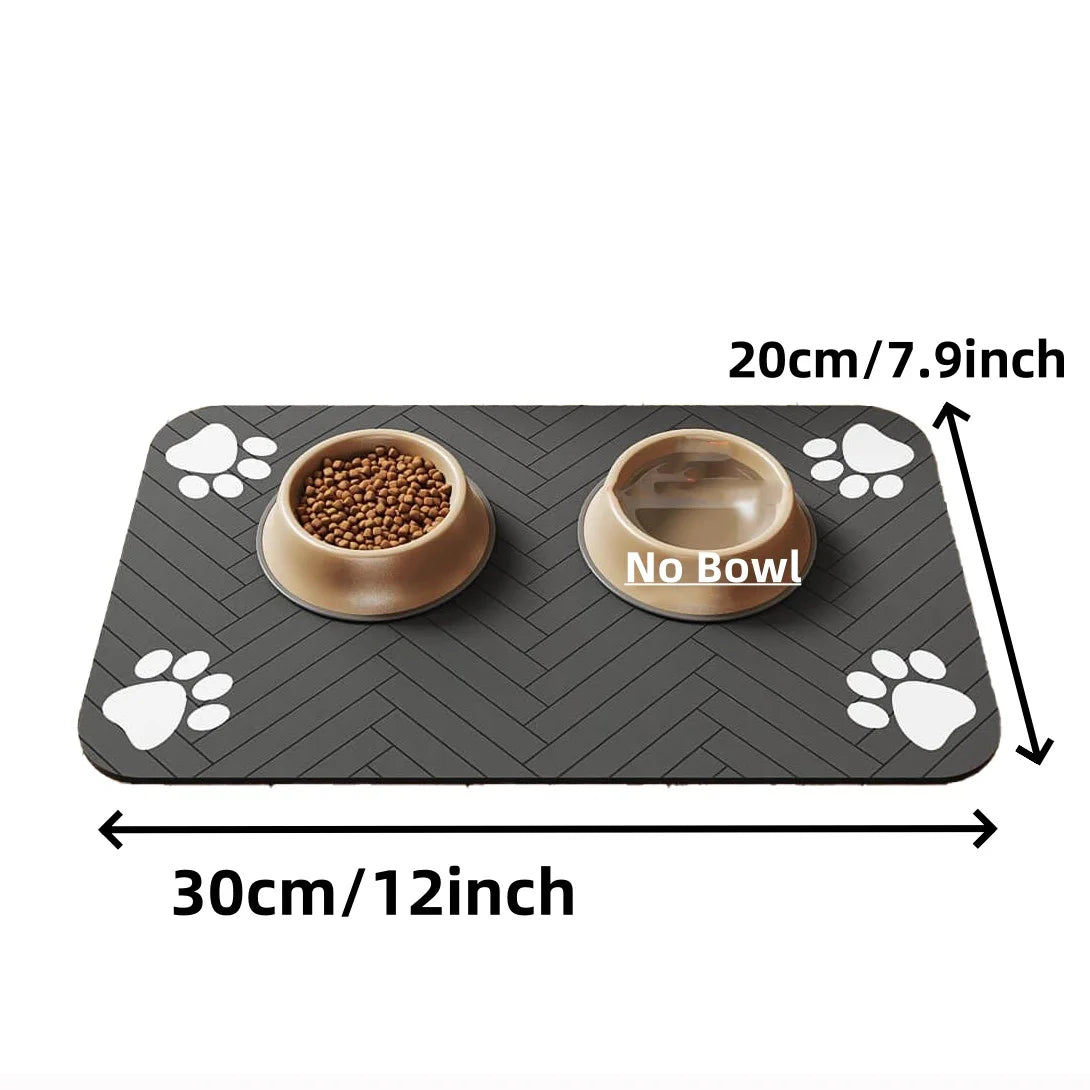 Tapete absorbente para comedero de mascotas, con respaldo de goma impermeable y secado rápido para perros y gatos.