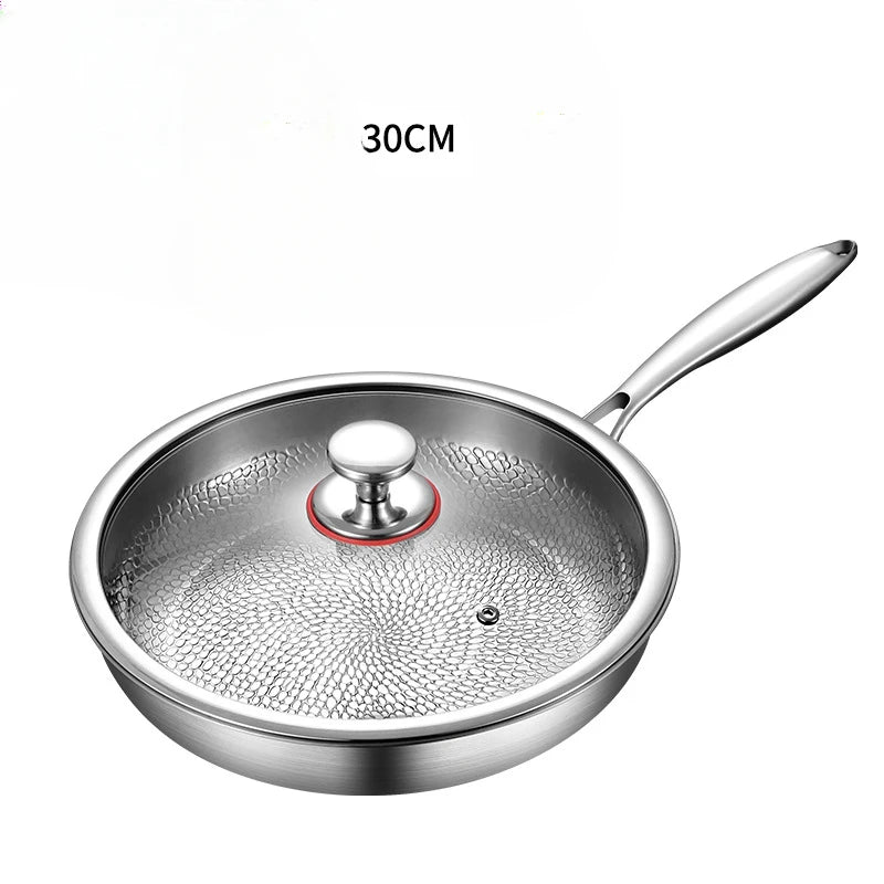 High-end titanium pan, household uncoated steak frying pan, titanium alloy non-stick pan, gas stove with titanium pan