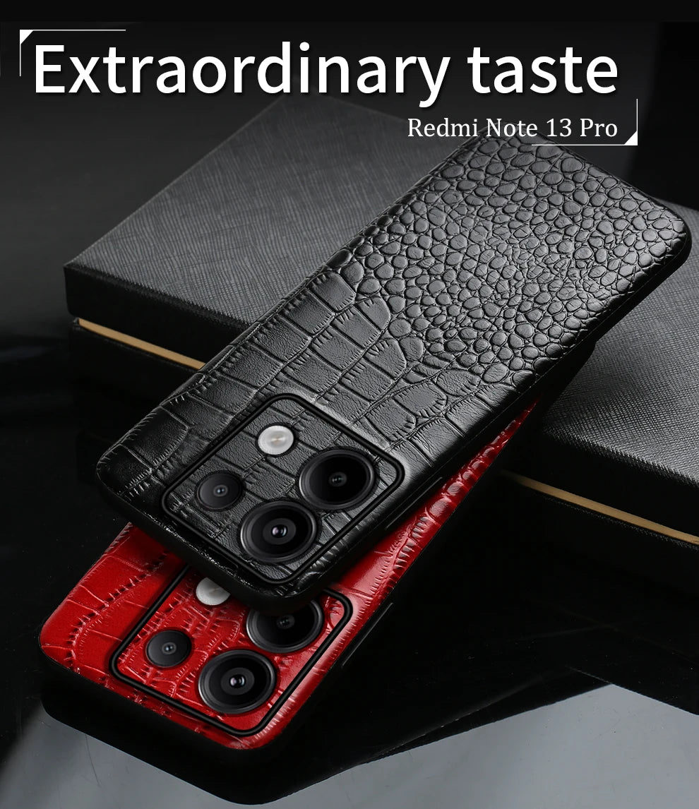 Genuine Cowhide Leather Phone Case for Xiaomi Mi 14 Ultra 13T Pro 14T Pro Poco X6 Pro Back Cover for Redmi Note 13 Pro Plus 5G