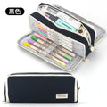Black Pencil Pouch Stationery Holder Bag Gift Case Pen Ruler Organizer School Student Supplies Canvas Zipper Open Cosmetic Bag A