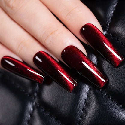 7.5ML Super Shiny Ruby Red Cat Magnetic Gel Nail Polish Wine Red Cat Eye Gel Soak Off Semi-Permanent Nail Varnish For Manicure