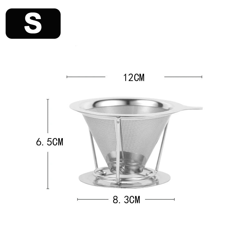 Stainless Steel Coffee Filter 800 Mesh Coffee Dripper with Holder Coffees Drip Mesh Kitchen Coffee Strainer Coffee Accessories