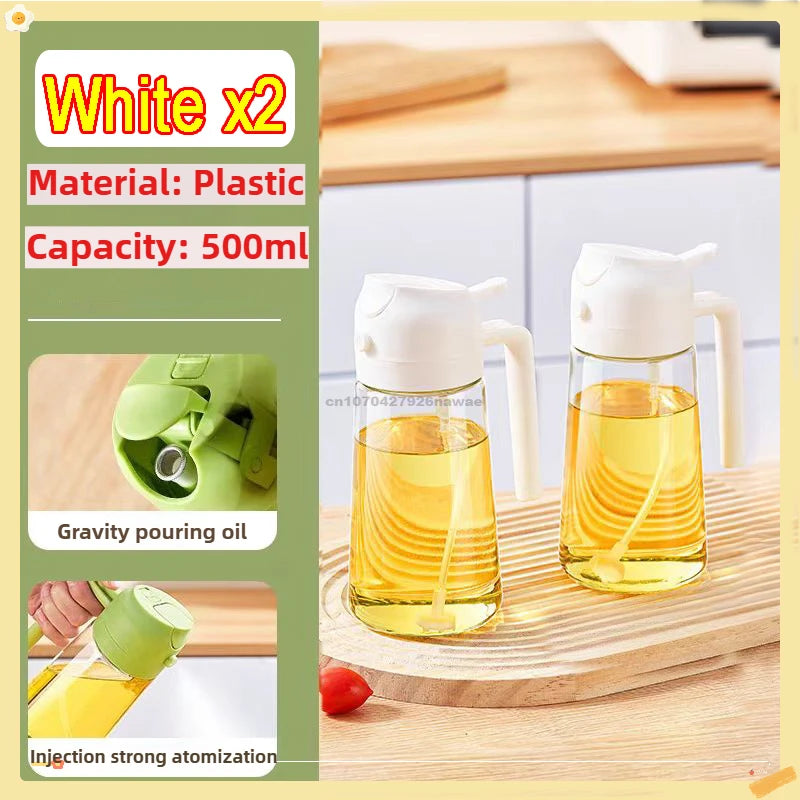 2 in1 Oil Spray Bottle Plastic Kitchen Barbecue Cooking Olive Oil Dispenser Oil Jar Baking Vinegar Soy Sauce Spray Container