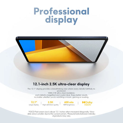 Global Version POCO Pad Tablet 12.1'' 120Hz 2.5K LCD Display Snapdragon 7s Gen 2 Octa core 10000mAh Battery 33W Charging