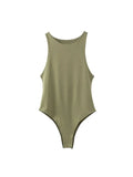 Mono corto monocromático ajustado para mujer, estilo chic de club, sexy e informal, verde y ajustado, en ocho colores, para verano. 