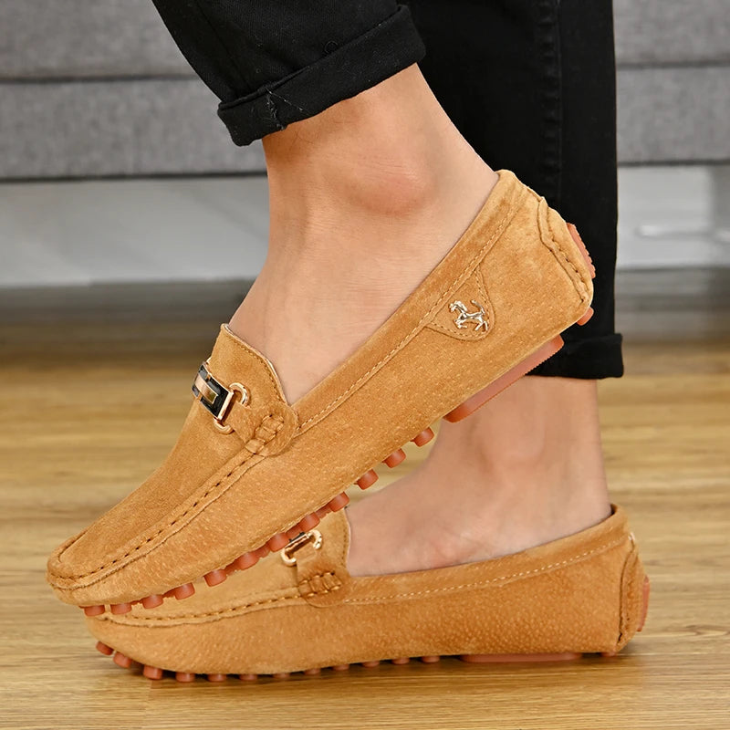 YRZL Men's Loafers Big Size 48 Soft Driving Moccasins High Quality Flats Genuine Leather Slip-on Suede Loafers for Men