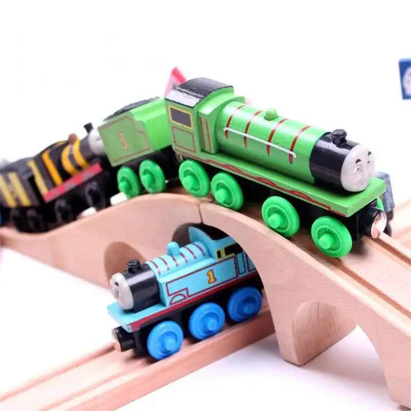 Wooden Train Track Toys Railway Rails Accessories Fit Thomas Train Road Connector Bridge Wood Railway Children Boy Christmas Gift