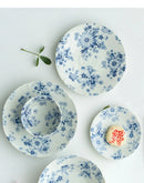 Household Ceramic Tableware Set Japanese Style Simple Restaurant Sushi Plate Circular Flower Patterns Fruit Plates
