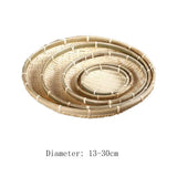 Handmade Woven Woven Bamboo Tray Bamboo Round Bamboo Woven Basket Decorative Serving Tray Living room