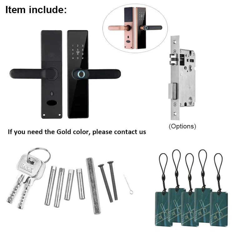 H4 Tuya Electronic Lock Wifi Smart Door Lock Fingerprint Lock Password IC Card Key USB Charge For Smart Home